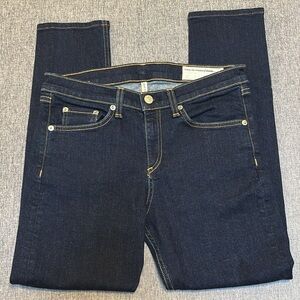 Rag & Bone High Rise Skinny Denim Jeans Heritage Wash Dark Stretch